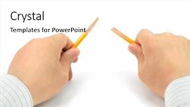  Presentation with 3d man business leader - Cool new slide deck with aptitude test - business man broke yellow pencil backdrop and a  colored foreground