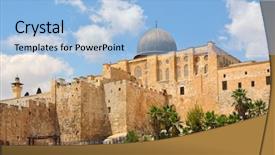  Presentation with ancient israel - Theme featuring aqsa mosque surrounded by wall background and a light blue colored foreground