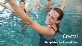  Presentation with swimming pool - PPT layouts featuring aqua aerobics in swimming pool background and a ocean colored foreground