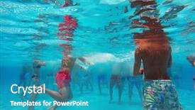  Presentation with aerobics - Amazing PPT theme having aqua aerobics in the pool backdrop and a teal colored foreground