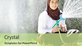  Presentation with education middle school arabic kids - Theme having aqua culture - beautiful middle eastern arabic girl background and a mint green colored foreground
