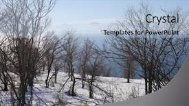  Presentation with winter blue - Beautiful PPT theme featuring aqua culture - blue sevan lake trees backdrop and a light blue colored foreground