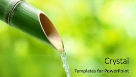  Presentation with traditional culture - Slides enhanced with aqua culture - traditional bamboo fountain closeup background and a yellow colored foreground