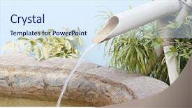  Presentation with water - Cool new PPT theme with aqua culture - water in garden backdrop and a sky blue colored foreground