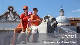  Presentation with mother son flowers - Colorful presentation design enhanced with aqua culture - young mother young daughter backdrop and a gray colored foreground