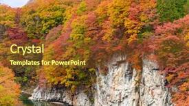  Presentation with river forest - Colorful slide deck enhanced with aqua orange - beautiful autumn forest and river backdrop and a  colored foreground