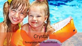  Presentation with poor child - Colorful PPT theme enhanced with aqua orange - child with armbands in swimming backdrop and a  colored foreground