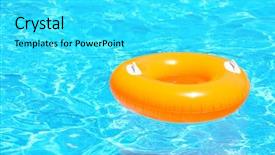  Presentation with aqua - Slide set featuring aqua orange - inflatable ring in blue swimming background and a cyan colored foreground
