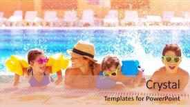  Presentation with water park - Presentation featuring make your choice mixed media background and a gray colored foreground.