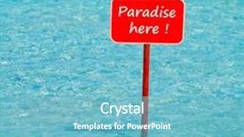  Presentation with aqua - PPT theme featuring aqua turquoise tropical sea water with red sign saying paradise here background and a light blue colored foreground