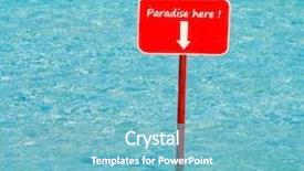  Presentation with aqua - Presentation theme consisting of aqua turquoise tropical sea water with red sign saying paradise here background and a light blue colored foreground