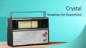 Presentation with retro radio - Amazing presentation theme having aquamarine - old retro radio on table backdrop and a arctic colored foreground