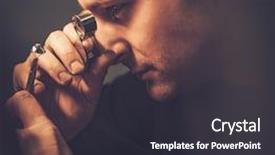  Presentation with evaluation - Amazing slides having aquamarine - portrait of a jeweler backdrop and a dark gray colored foreground