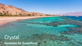  Presentation with sea water - Slide set consisting of aquamarine water and underwater corals background and a ocean colored foreground