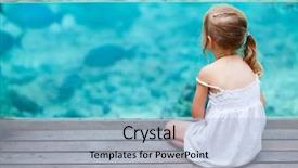  Presentation with underwater wild nature sea life - Cool new presentation theme with aquarium tanks - little girl enjoying underwater sea backdrop and a light blue colored foreground