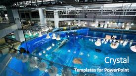  Presentation with water tank - Audience pleasing PPT theme consisting of aquarium water tank backdrop and a teal colored foreground