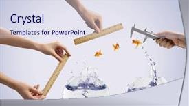  Presentation with goldfish jumping out - Colorful slide deck enhanced with aquarium with gold fish jumping backdrop and a sky blue colored foreground