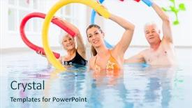  Presentation with senior fitness - Slide deck consisting of aquarobic fitness swimming pool background and a sky blue colored foreground