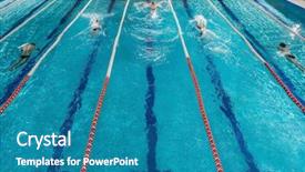  Presentation with butterflies - Colorful PPT theme enhanced with aquatic exercise - five male swimmers doing backdrop and a teal colored foreground