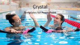  Presentation with swimming pool - PPT theme consisting of aquatic exercise - multiracial couple attending water aerobics background and a soft green colored foreground