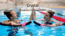  Presentation with exercise class - Audience pleasing slide deck consisting of aquatic exercise - multiracial couple attending water aerobics backdrop and a mint green colored foreground