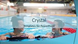  Presentation with aerobics - Slide deck enhanced with aquatic exercise - multiracial couple attending water aerobics background and a light blue colored foreground