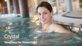  Presentation with swimming pool - Amazing slides having aquatic therapy - beautiful woman relaxing in spa backdrop and a  colored foreground
