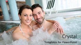  Presentation with couple therapy - Audience pleasing theme consisting of aquatic therapy - couple enjoying bath in spa backdrop and a  colored foreground
