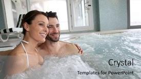  Presentation with handmade spa bath soap - Beautiful theme featuring aquatic therapy - couple enjoying bath in spa backdrop and a  colored foreground