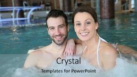  Presentation with spa - Cool new PPT theme with aquatic therapy - couple enjoying bath in spa backdrop and a  colored foreground
