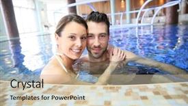  Presentation with couple therapy - Theme enhanced with aquatic therapy - couple enjoying thalassotherapy treatment background and a  colored foreground