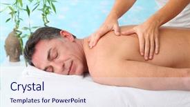  Presentation with aquatic - Cool new presentation with aquatic therapy - man having a massage backdrop and a sky blue colored foreground