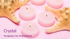  Presentation with candles - Audience pleasing PPT theme consisting of aquatic therapy - spa essential candles and seastars backdrop and a lemonade colored foreground