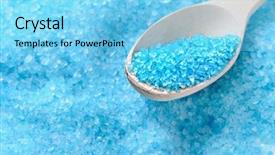  Presentation with crystals - Slide set consisting of aquatic therapy - toning sea crystals and spoon background and a light blue colored foreground