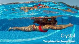  Presentation with water woman swimming underwater - Cool new PPT theme with aquatic therapy - underwater shoot of a relaxed backdrop and a teal colored foreground