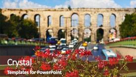  Presentation with aqueduct - Colorful presentation theme enhanced with aqueduct at istanbul turkey - architecture background backdrop and a tawny brown colored foreground