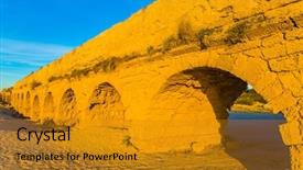  Presentation with sunset beach - Amazing slide set having aqueduct built in the early backdrop and a gold colored foreground