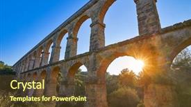  Presentation with aqueduct - PPT theme featuring aqueduct les ferreres o pont background and a tawny brown colored foreground