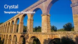  Presentation with aqueduct - Slide deck enhanced with aqueduct les ferreres o pont background and a ocean colored foreground