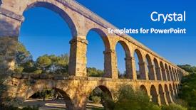  Presentation with aqueduct - Beautiful PPT theme featuring aqueduct les ferreres o pont backdrop and a teal colored foreground