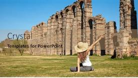  Presentation with aqueduct - Theme having aqueduct-los-milagros-in-merida background and a coral colored foreground