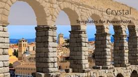  Presentation with aqueduct - Presentation consisting of aqueduct-of-segovia-in-spain background and a coral colored foreground