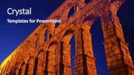  Presentation with world heritage sites - Presentation theme consisting of aqueduct of segovia spain declare background and a navy blue colored foreground