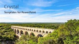  Presentation with aqueduct - Slide deck having aqueduct-pont-du-gard-connects background and a light blue colored foreground
