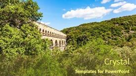  Presentation with aqueduct - Presentation featuring aqueduct-pont-du-gard-connects background and a tawny brown colored foreground