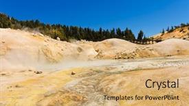  Presentation with mud baths - Theme having aquifer - california drought results - mount background and a coral colored foreground
