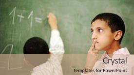  Presentation with hearing aids for children in school - Beautiful presentation theme featuring arab american - children at school classroom backdrop and a coral colored foreground