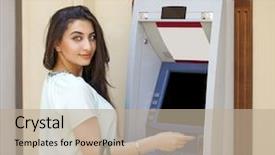  Presentation with automated car wash - Beautiful presentation theme featuring arab bank - brunette young lady using backdrop and a mint green colored foreground