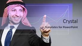  Presentation with arab - PPT layouts having economic islam - arab bisinessman working with chart background and a light blue colored foreground