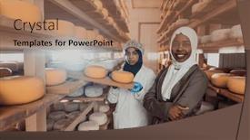  Presentation with investing - Presentation design consisting of arab-business-partner-visiting background and a coral colored foreground